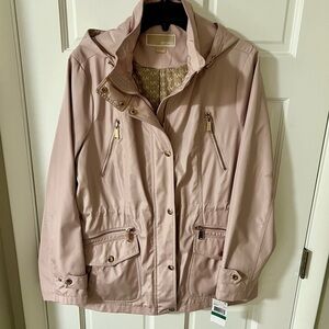 Michael Kors Blush Hooded Anorak Utility Jacket Water Resistant Large NWT